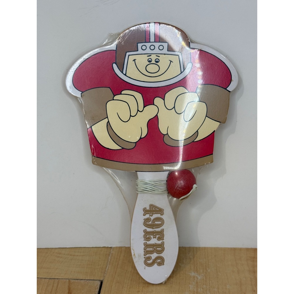 Vintage San Francisco 49ers Wooden Paddle Ball Game Papel Freelance NFL Toy NEW